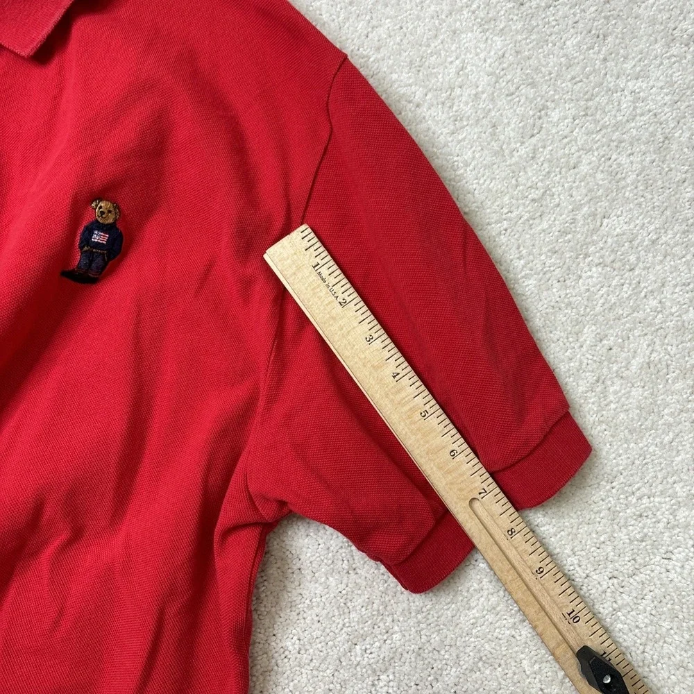 Polo‎ Ralph Lauren Polo Bear Shirt Men's XL Red Cotton Preppy Americana Flag